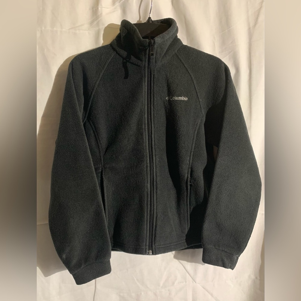 Girl’s Columbia Zip Up Fleece Jacket, Size L 14/16, Black